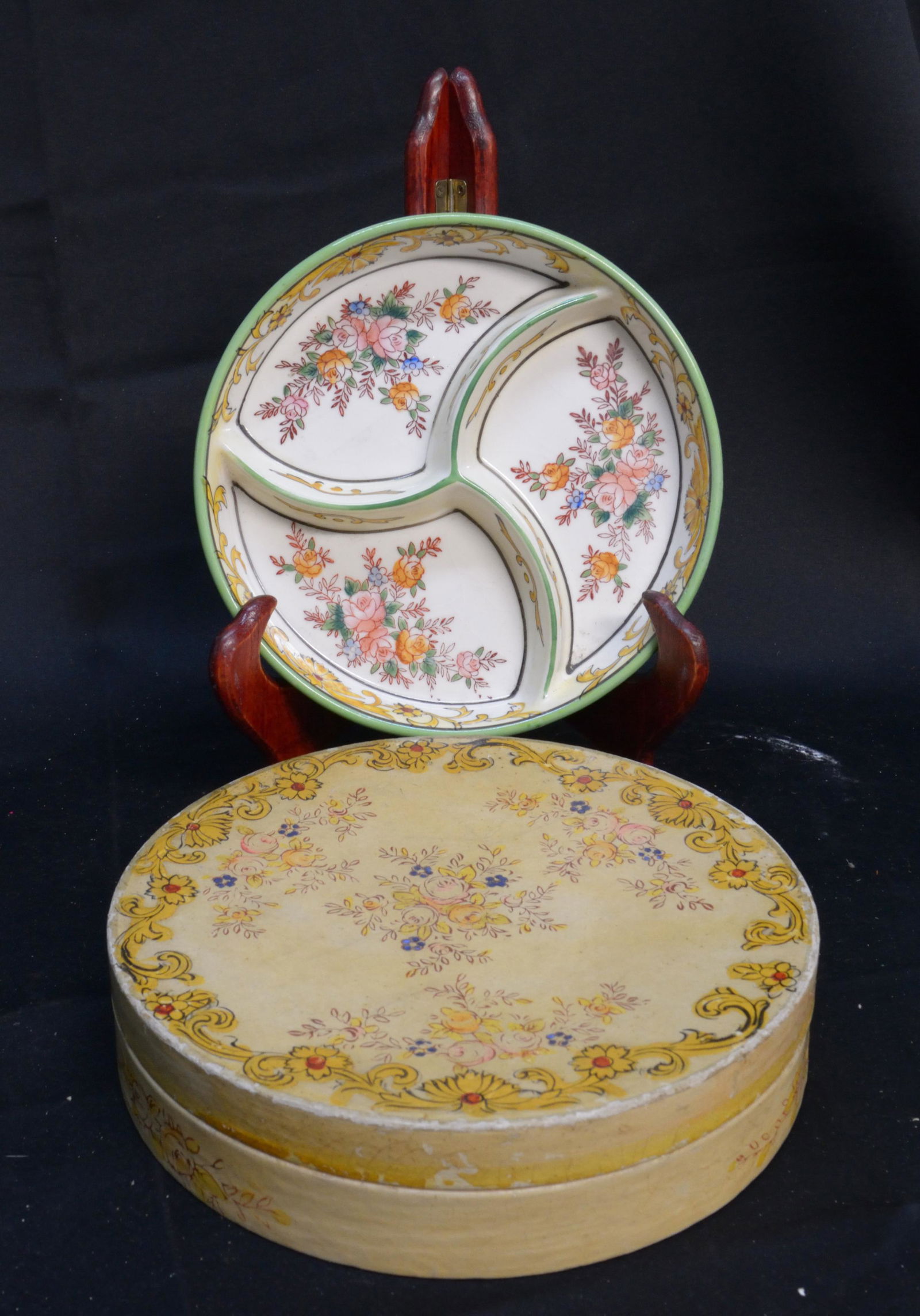 3 Section Japanese Ceramic Dish 7" Wide (1 of 1)