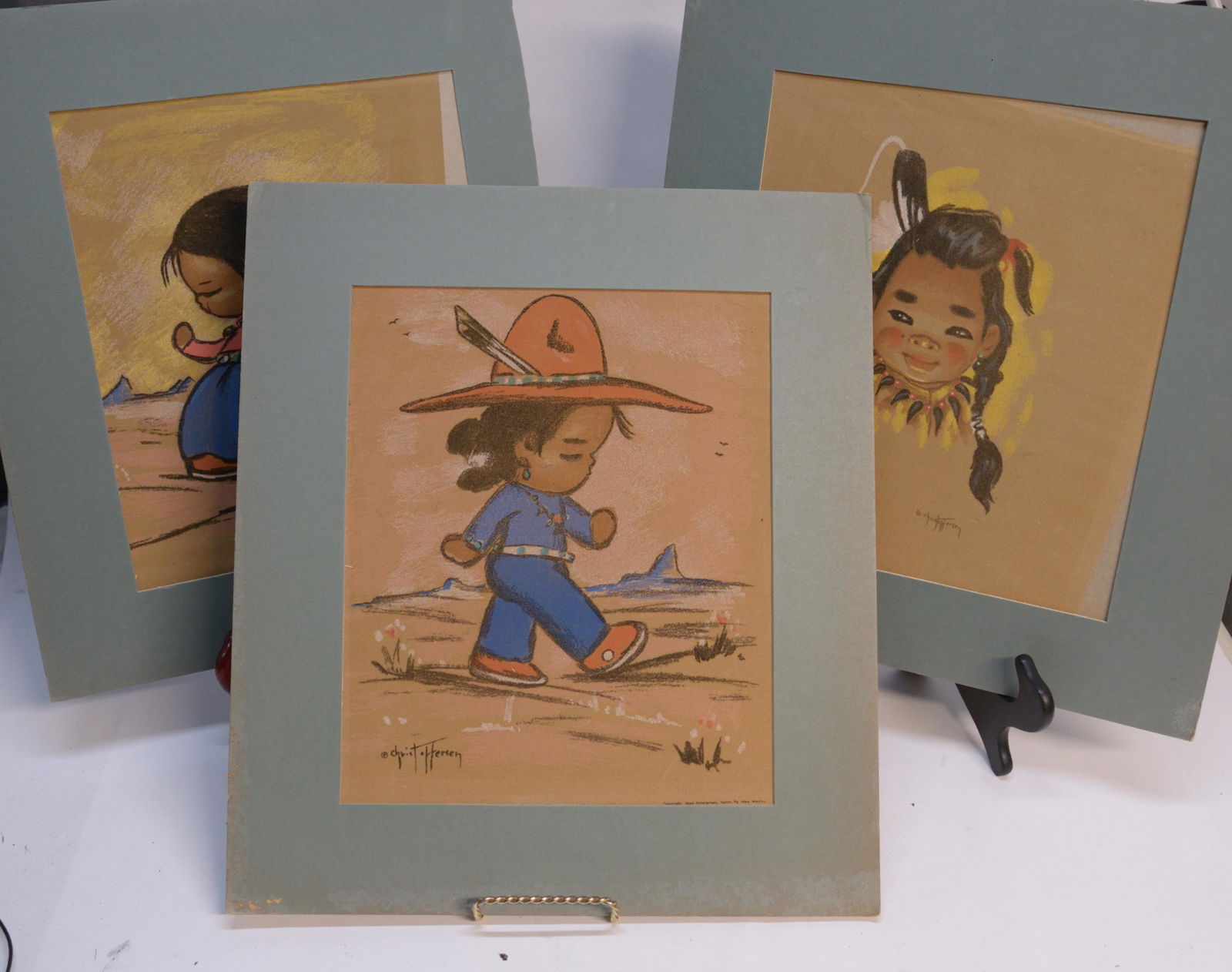 3 Pieces of Signed Matted Artwork 17x15" (1 of 1)