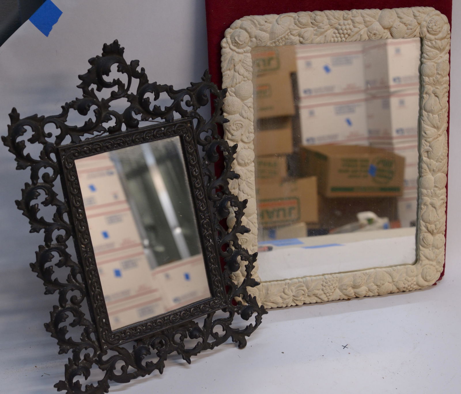 Cast iron framed mirrors, White 16x12, Black 16x11.5 (1 of 1)