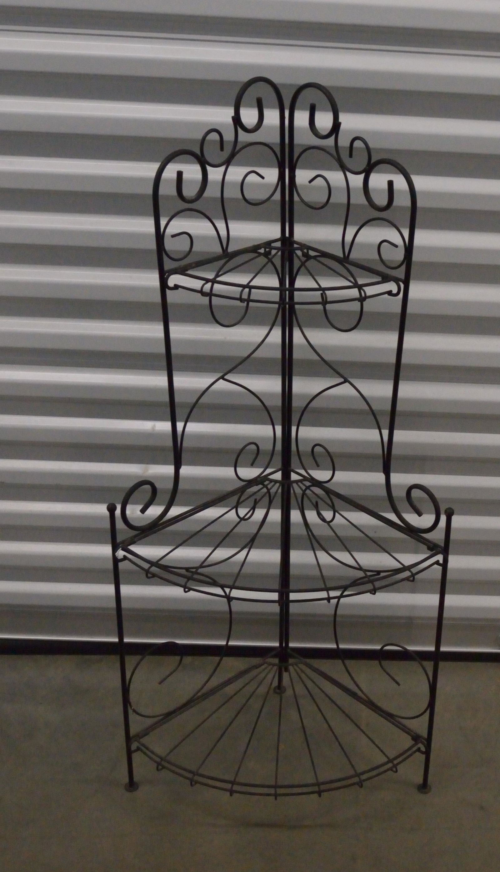 Three tier free standing metal corner shelf 42" tall (1 of 1)