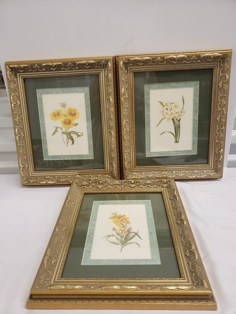 Lot of 3 framed flower artwork (1 of 1)