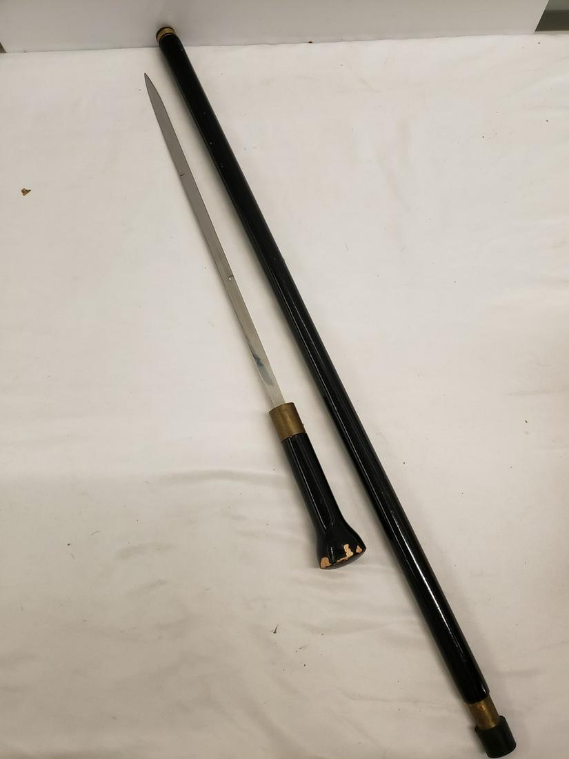 Vintage wooden and brass handle sword cane (1 of 1)