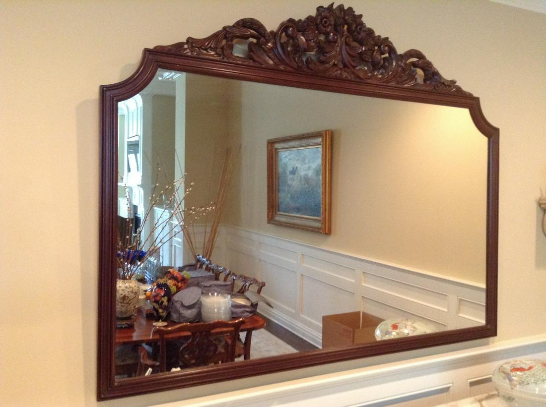 Ornate Hand Carved Solid Wood Mirror 64"x50": Ornate Hand Carved Solid Wood Mirror 64"x50"