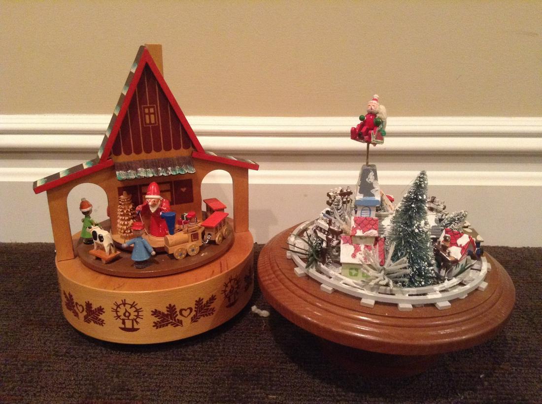 Two Wood Music Boxes Tallest 10.5" (1 of 1)