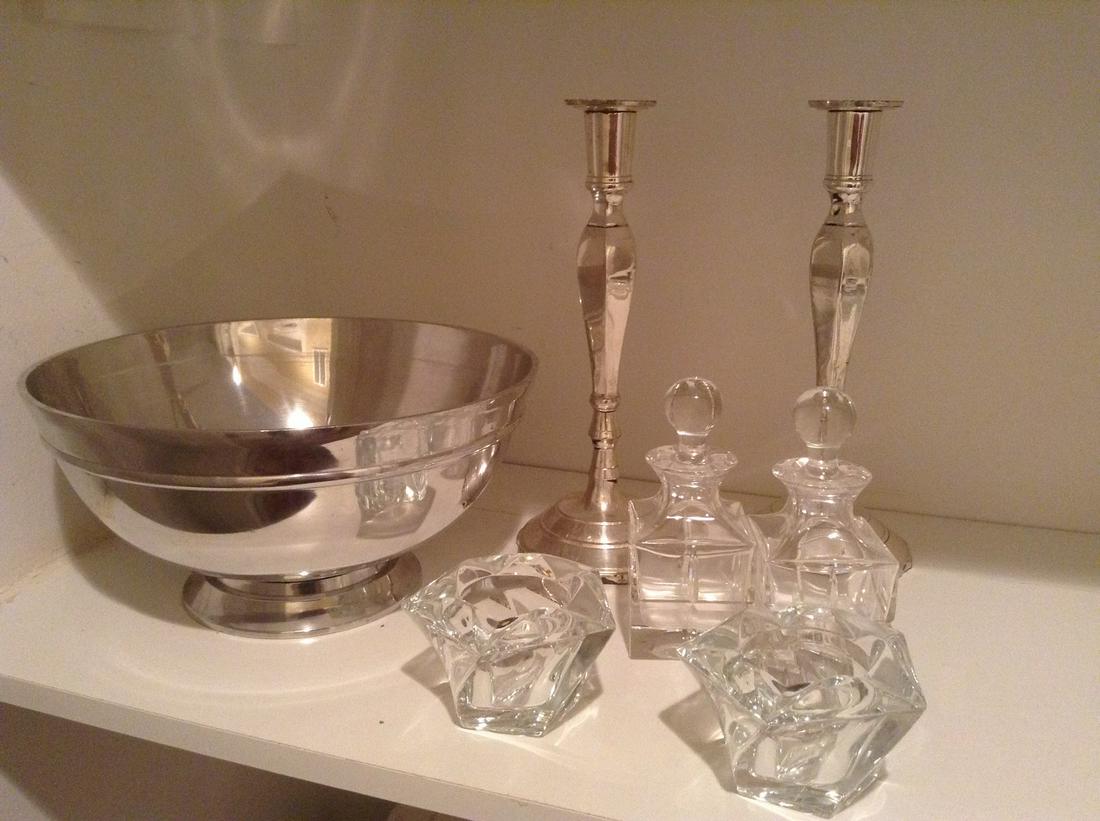 Pottery Barn Bowl, Candlesticks and Crystal (1 of 1)