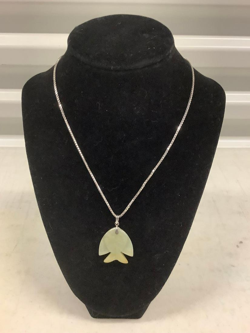 sterling necklace with jade fish pendant (1 of 1)