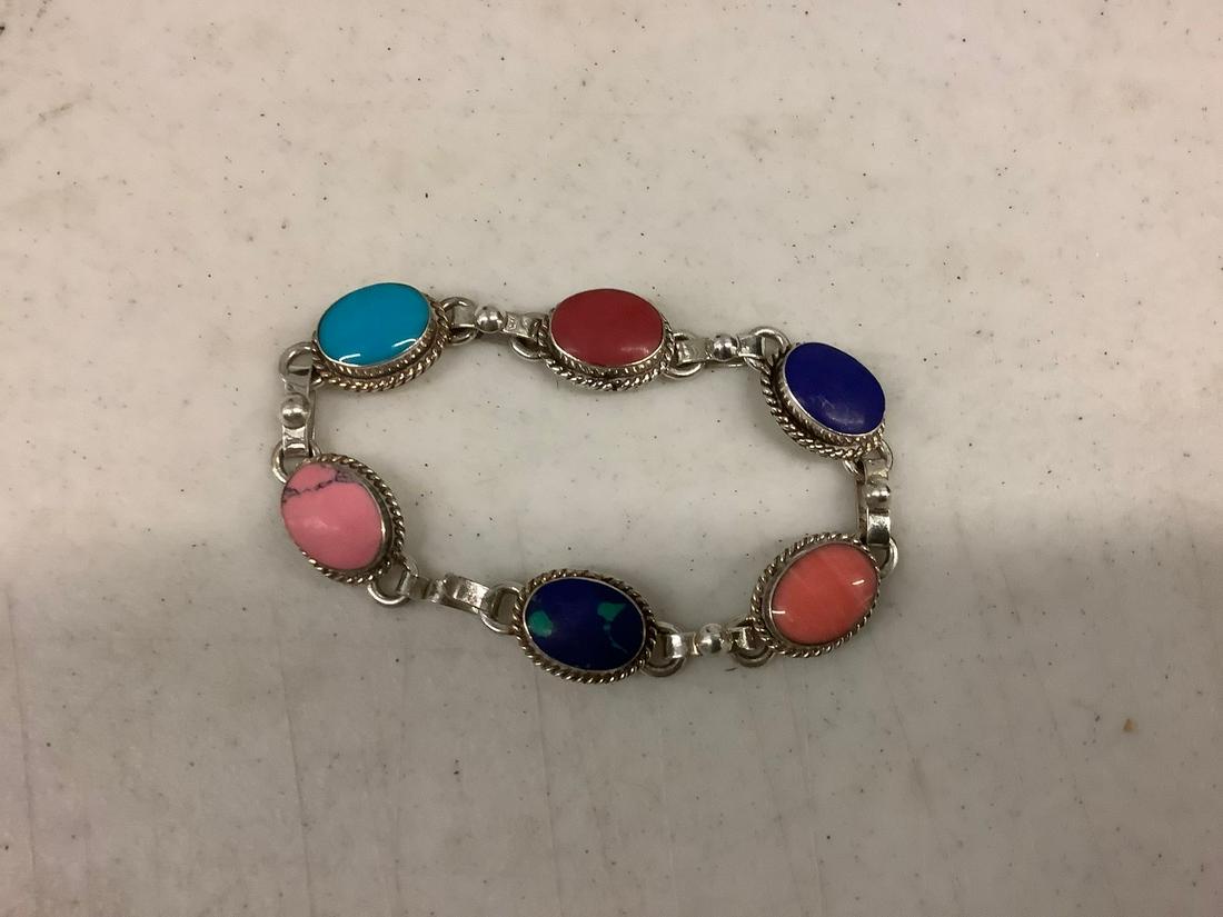 Vintage alpaca silver and stones bracelet: Vintage alpaca silver and stones bracelet