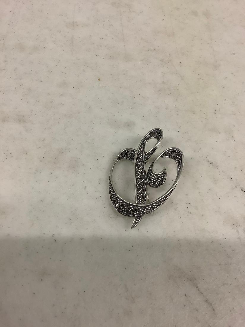 sterling marcasite pin: sterling marcasite pin
