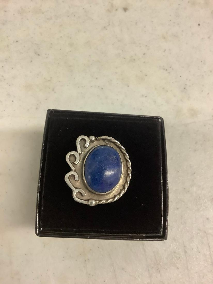large american indian silver lapis stone ring (1 of 1)