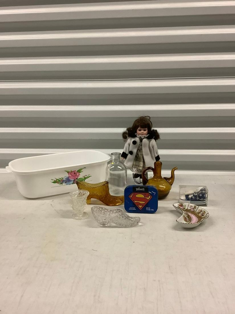 Lot of Various Bottles, Doll, and Other Glassware (1 of 1)