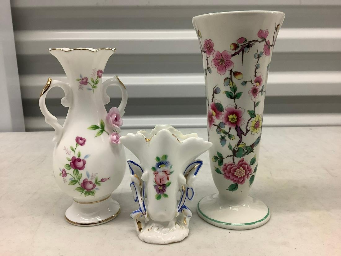 Three Vintage Ironstone and China Vases: Three Vintage Ironstone and China Vases