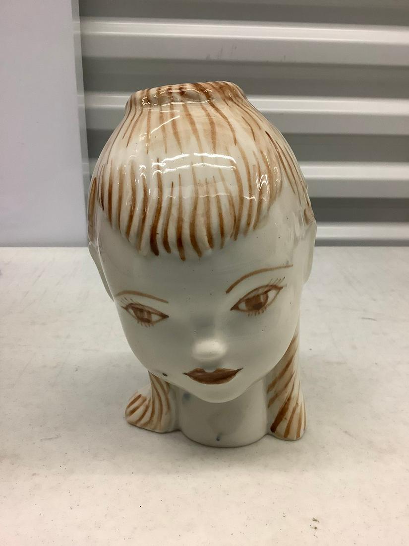 Mid-Century Girl Art Pottery Head Vase (1 of 1)