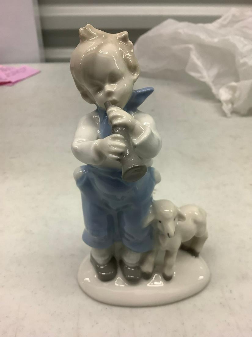 Vintage German Porcelain Boy with Goat: Vintage German Porcelain Boy with Goat