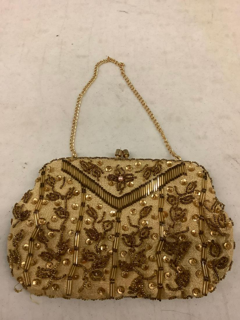 vintage gold beaded sequins evening bag (1 of 1)