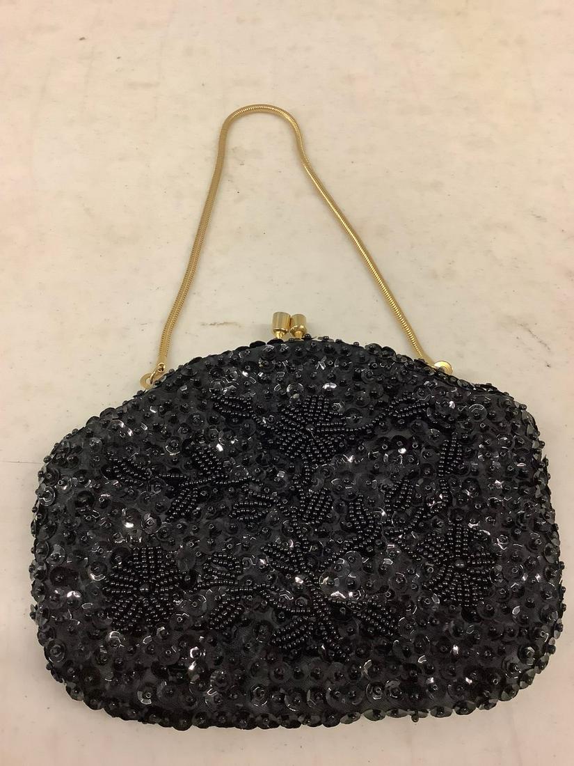 vintage black beaded sequins evening bag (1 of 1)