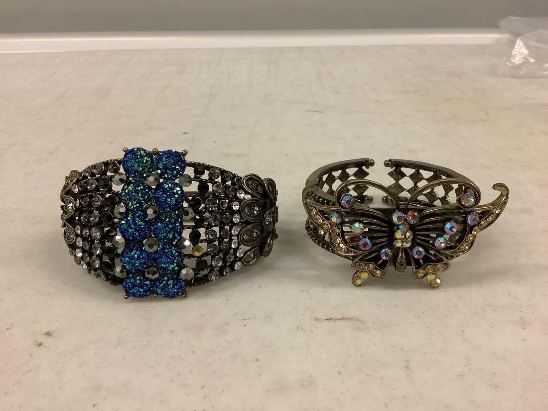 2 ornate jewled bracelets: 2 ornate jewled bracelets