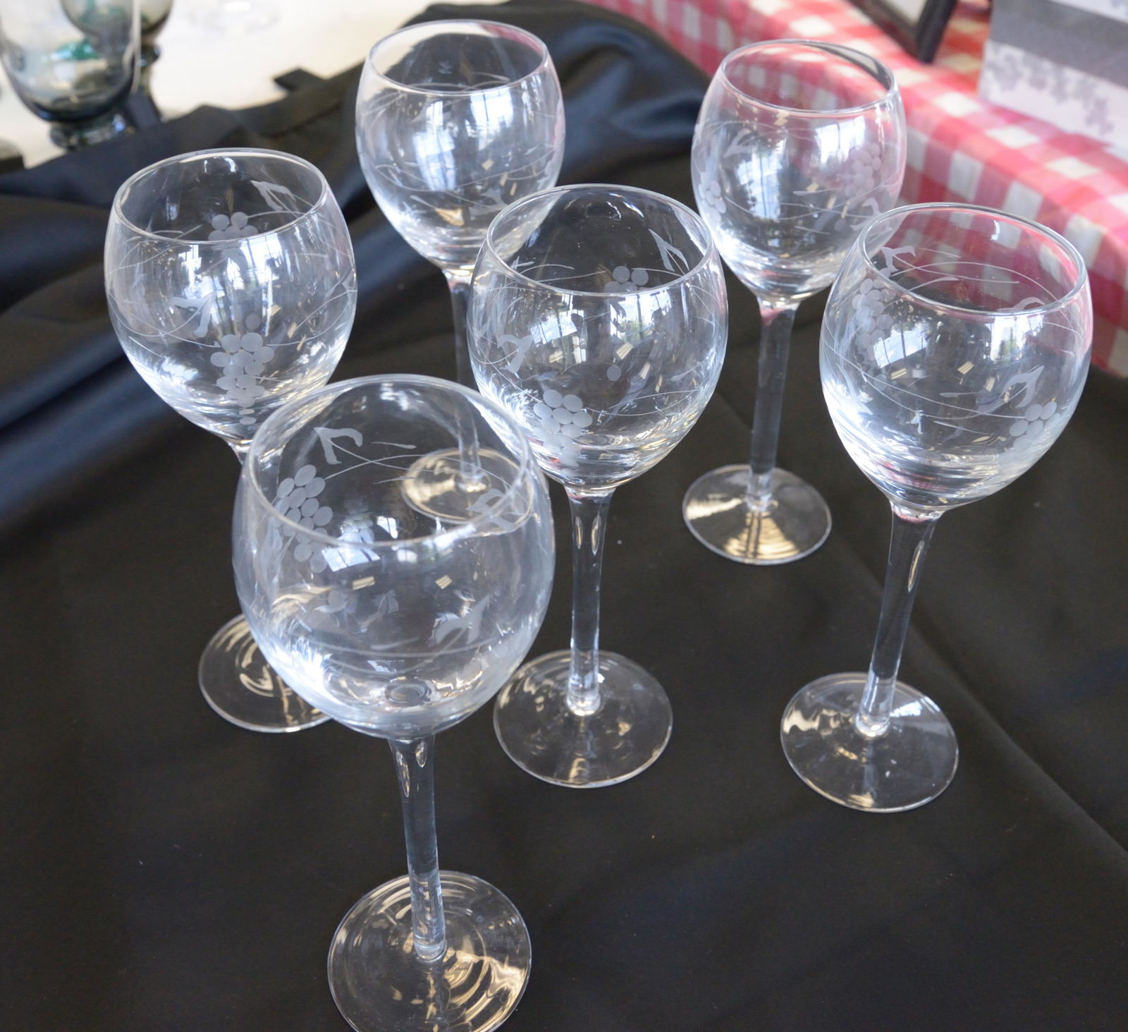 Set of 6 grape etched stemware (1 of 1)