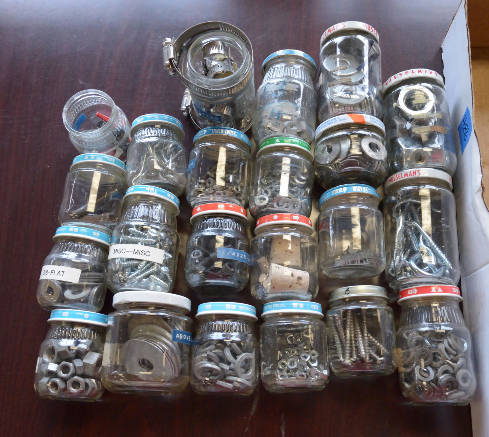 Nuts, bolts, washers, etc, in jars (1 of 1)