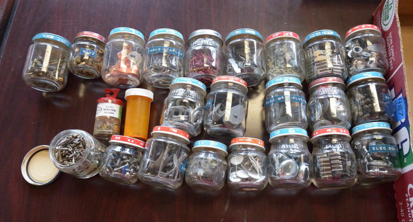 Nuts, bolts, washers, etc, in jars (1 of 1)