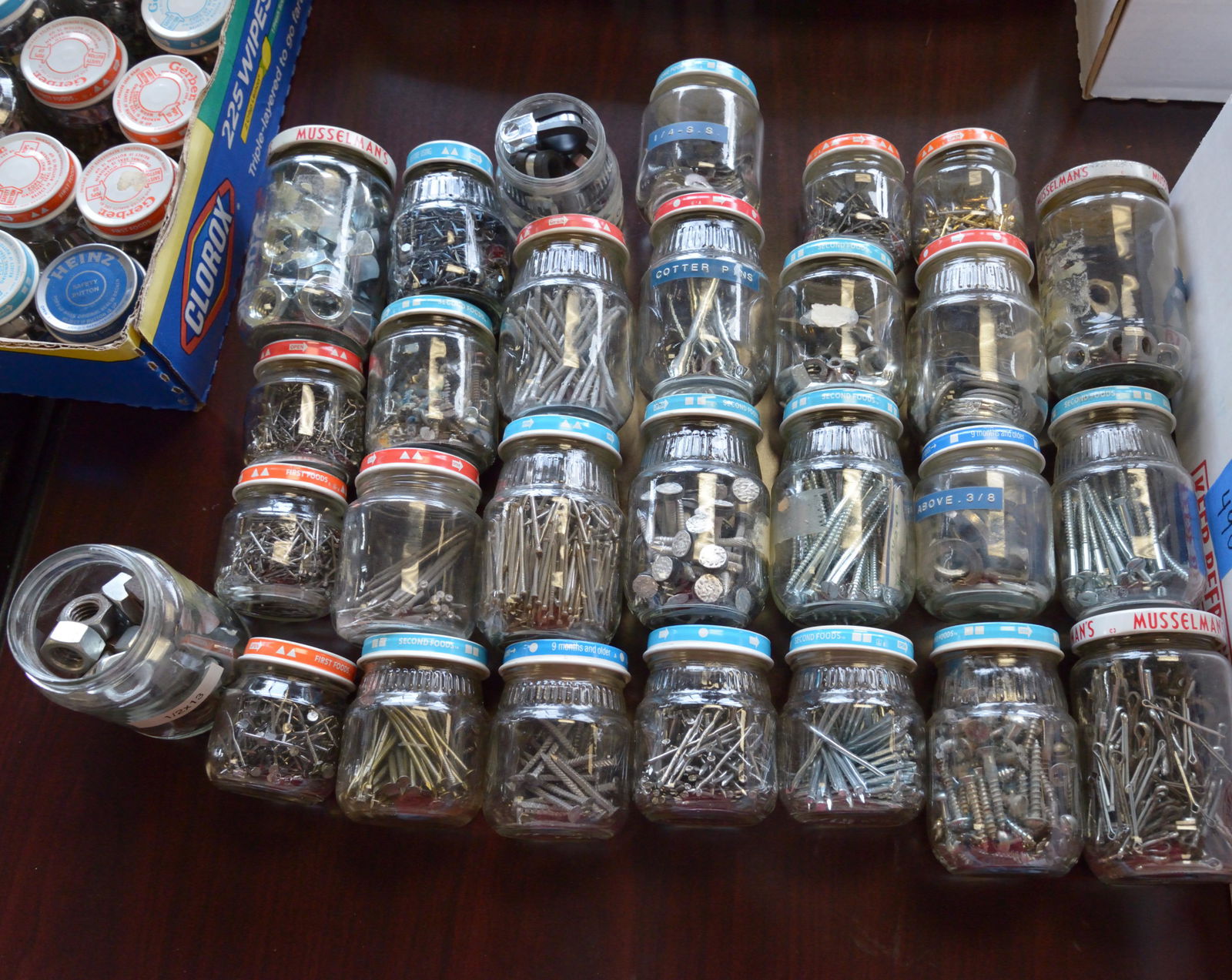Nuts, bolts, washers, etc, in jars (1 of 1)