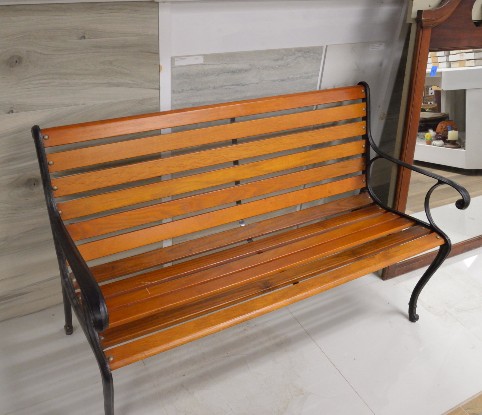 Iron and wood bench 48" long: Iron and wood bench 48" long
