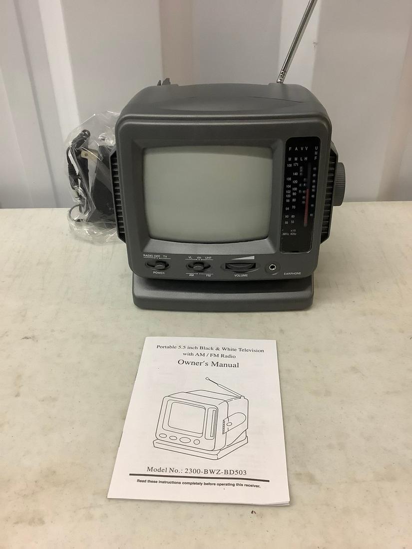 Portable 5.5 inch black and white television with AM/FM (1 of 1)