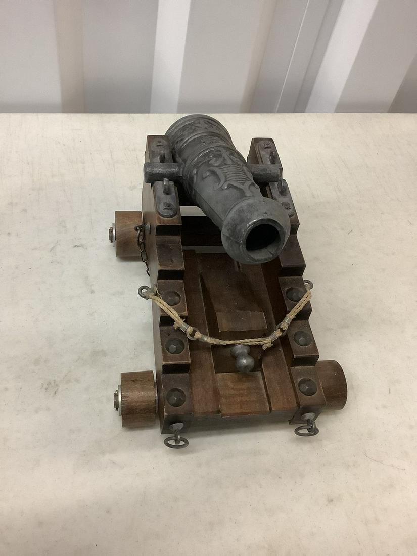 1970's wooden metal Cannon statue (1 of 1)