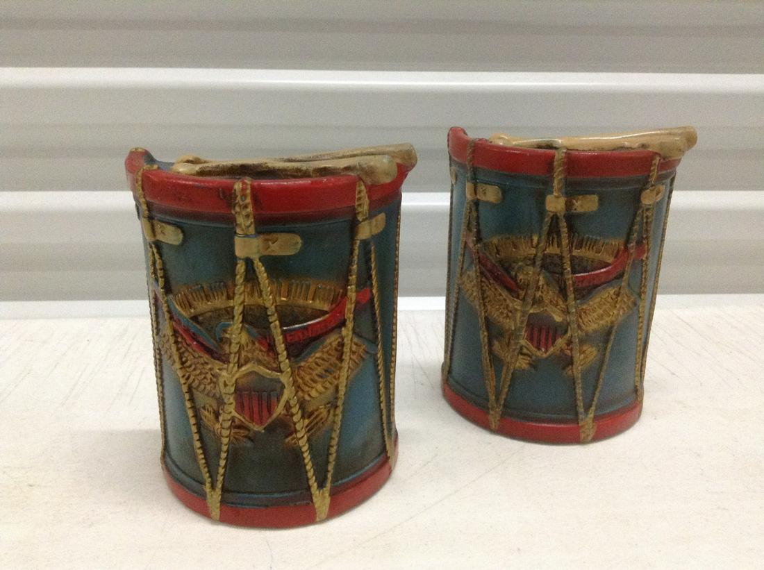 Pair of Eagle Drum Bookends 6" tall: Pair of Eagle Drum Bookends 6" tall