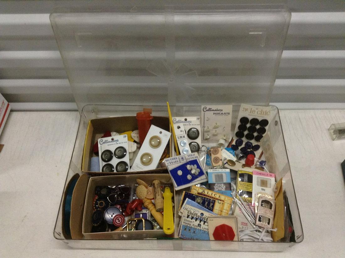 Sewing Box full of vintage buttons, thimbles and more (1 of 1)