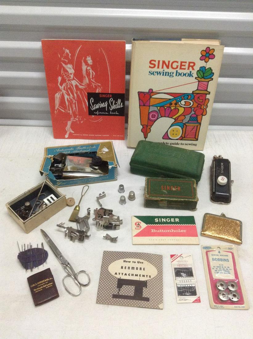 Large lot of Vintage Singer Books, Parts and more: Large lot of Vintage Singer Books, Parts and more