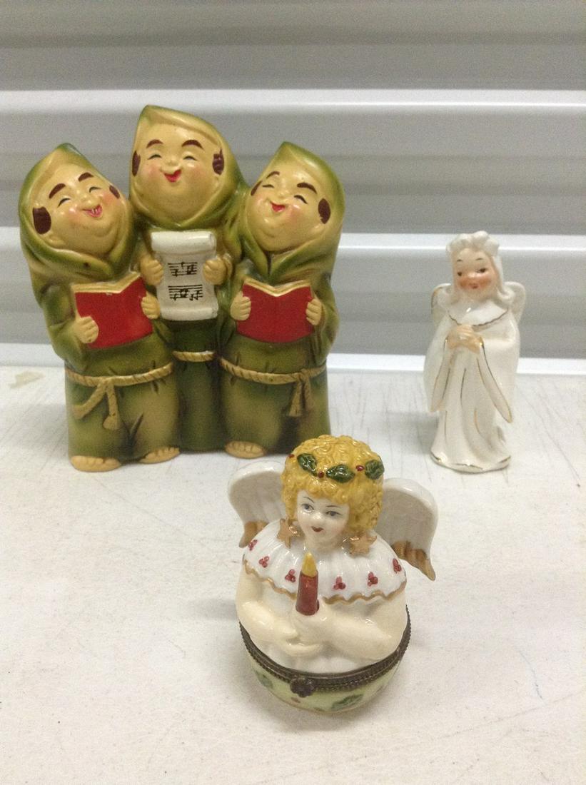 Villeroy & Boch Angel Trinket Box, Vintage Music box: Villeroy & Boch Angel Trinket Box, Vintage Music box and Unase Hand Painted Japan Angel