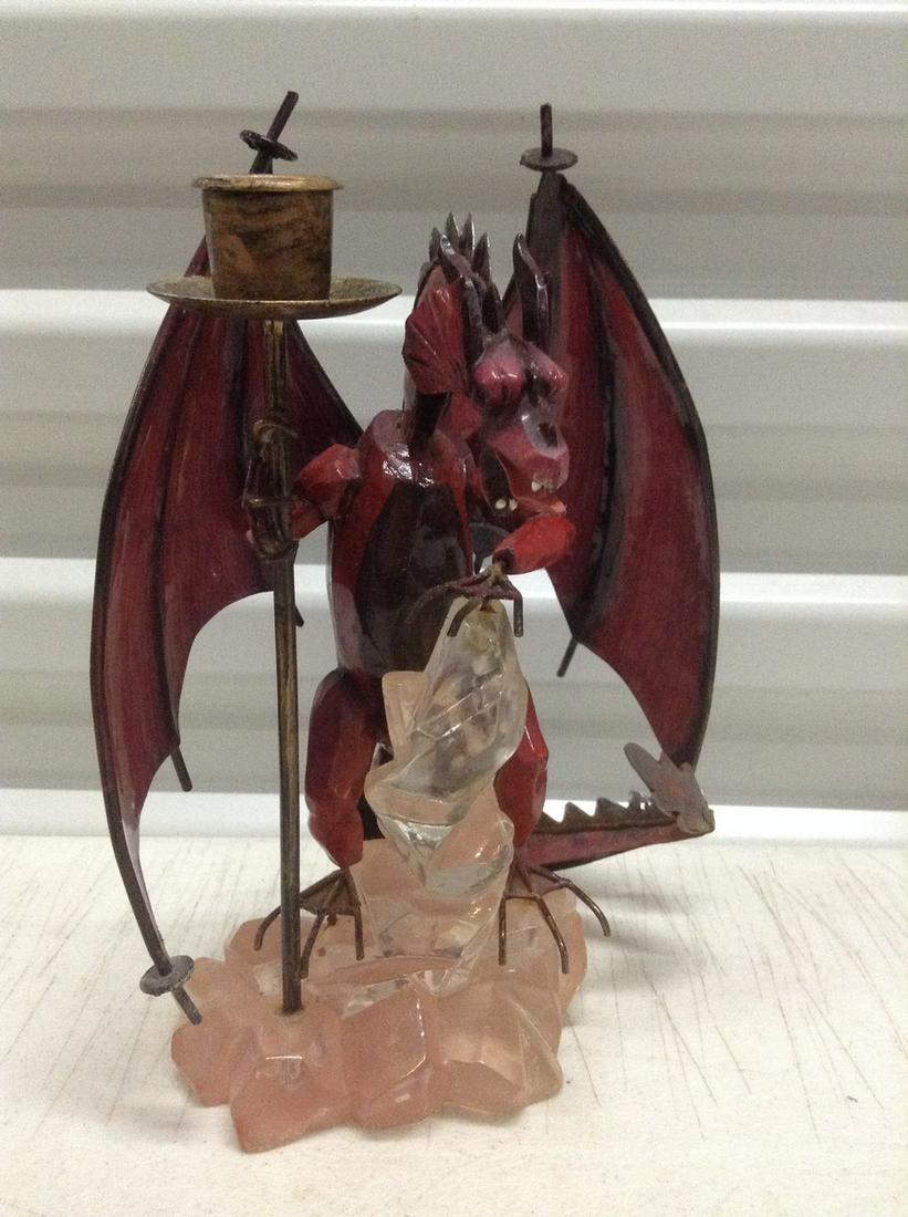 Metal Dragon Candle/Incense Holder 8.5" tall (1 of 1)