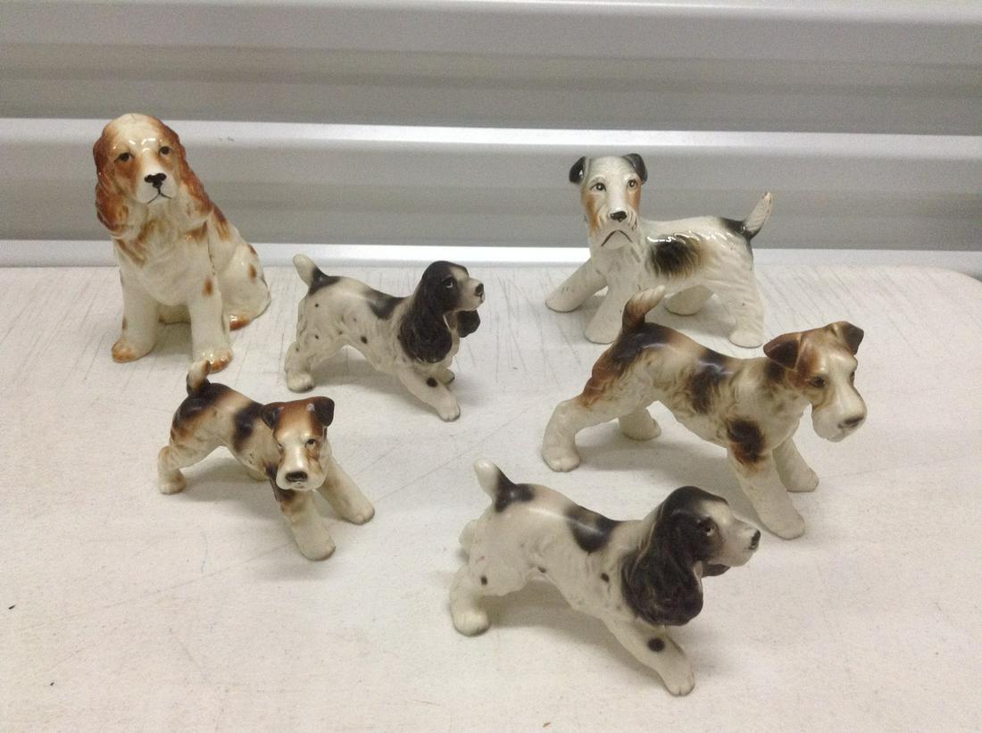Large lot of Vintage Dog Statues some marked Japan: Large lot of Vintage Dog Statues some marked Japan
