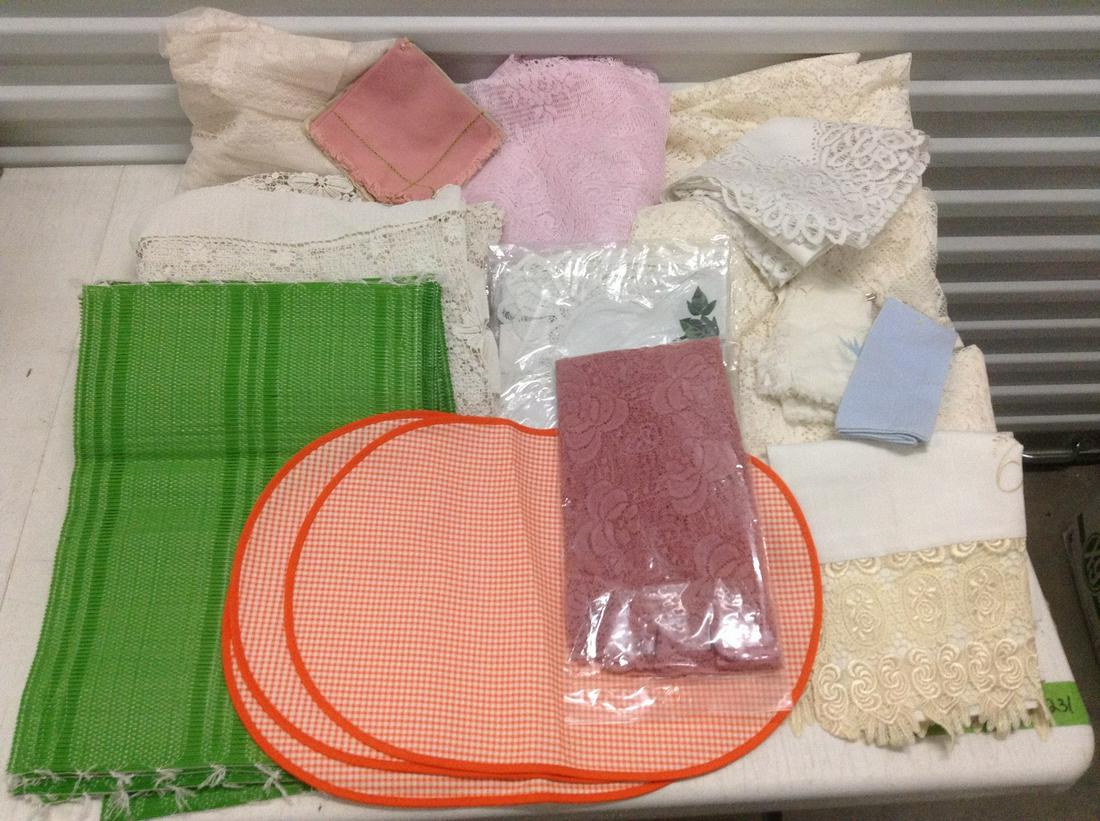 Large lot of Made in Japan Placemats, Lace curtains,: Large lot of Made in Japan Placemats, Lace curtains, tablecloths and more