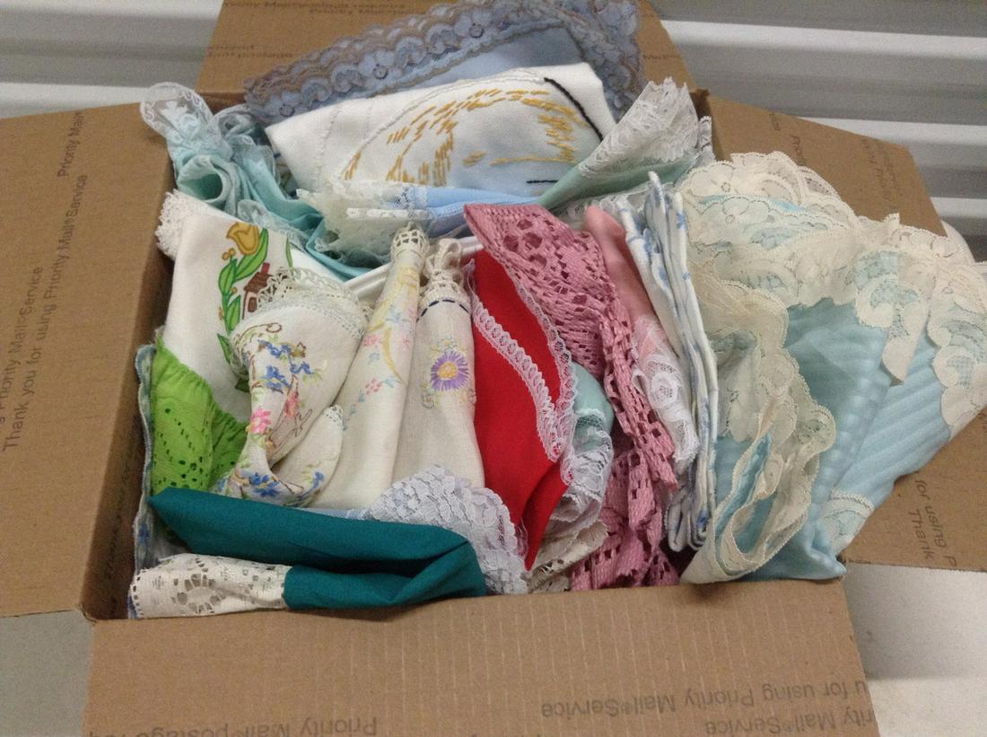 Box full of Vintage Linens - Doilies, Table Runners and: Box full of Vintage Linens - Doilies, Table Runners and more