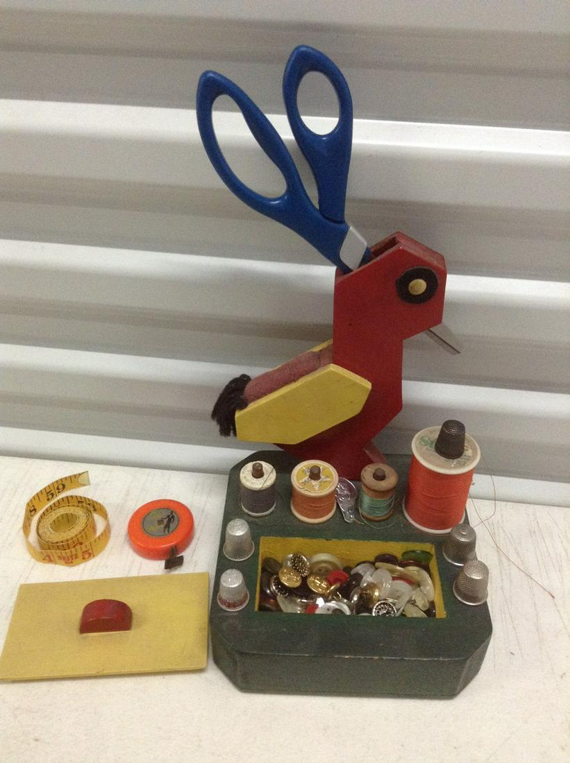 Bird Sewing Box/thread holder 12" tall filled with (1 of 1)