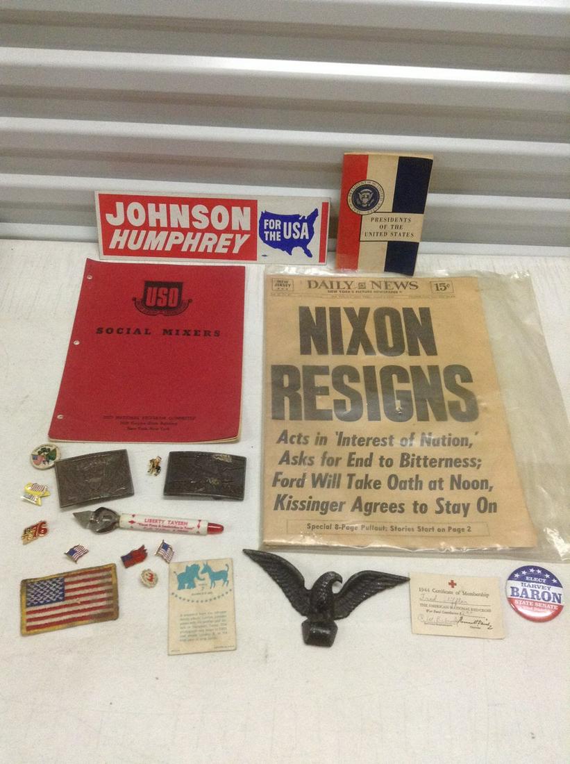 Vintage Political Ephemera, Early Belt Buckles and more: Vintage Political Ephemera, Early Belt Buckles and more