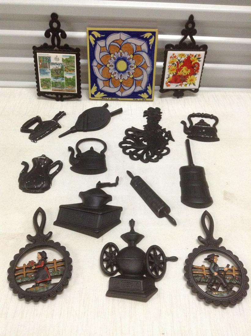 Large lot of Trivets and Cast Metal Wall Hangings (1 of 1)