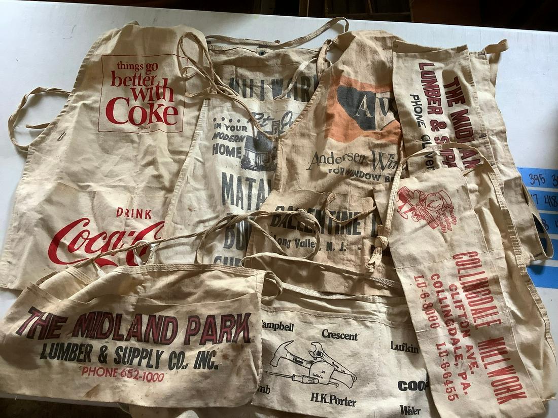 Lot of Coca Cola and Other Aprons and Tool Belts: Lot of Coca Cola and Other Aprons and Tool Belts