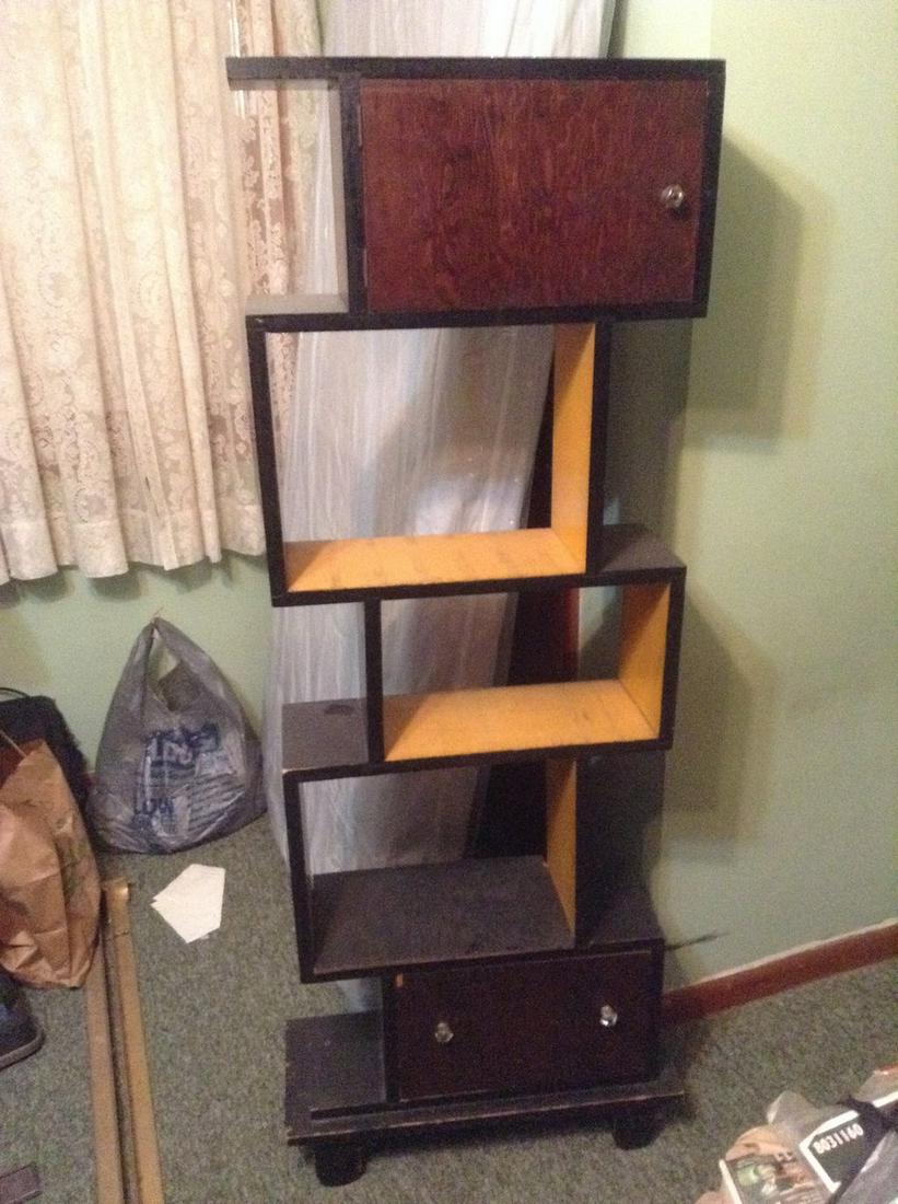 Mid Century Modern Stacked Cube Shelf 61"x21"x8": Mid Century Modern Stacked Cube Shelf 61"x21"x8"
