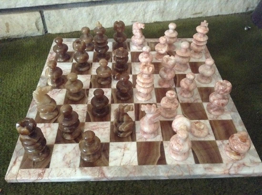 Marble Chess Set (Three pieces need repair) (1 of 1)