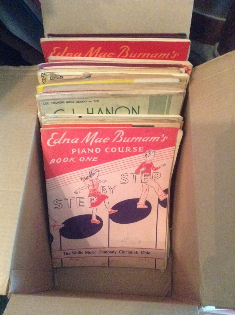 Box of Early Piano and other instrument music books: Box of Early Piano and other instrument music books