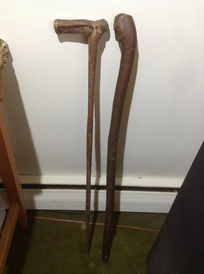 Two Hand Carved Walking Sticks (1 of 1)