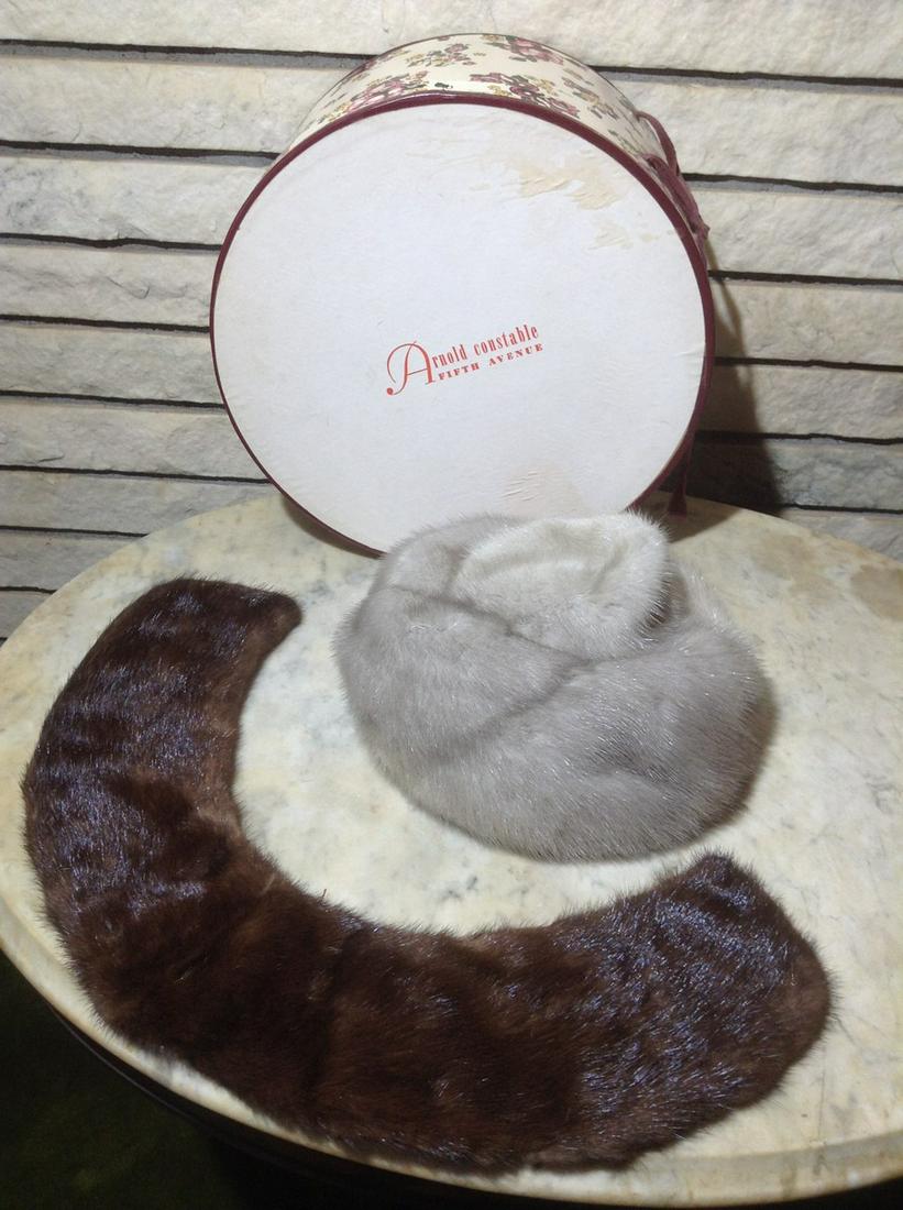 Vintage Arnold Constable Fifth Avenue Mink Hat with: Vintage Arnold Constable Fifth Avenue Mink Hat with original box and fur stole