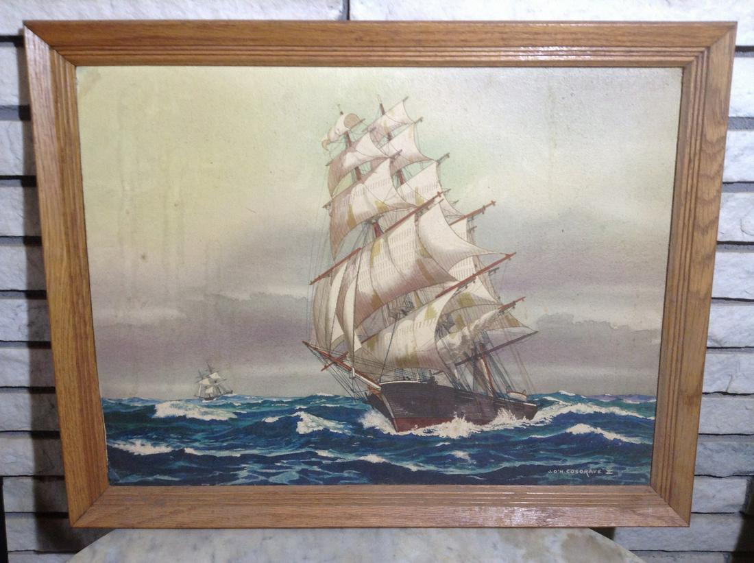 Signed Ship Print J. O'H. Cosgrave II 27"x21" (1 of 1)