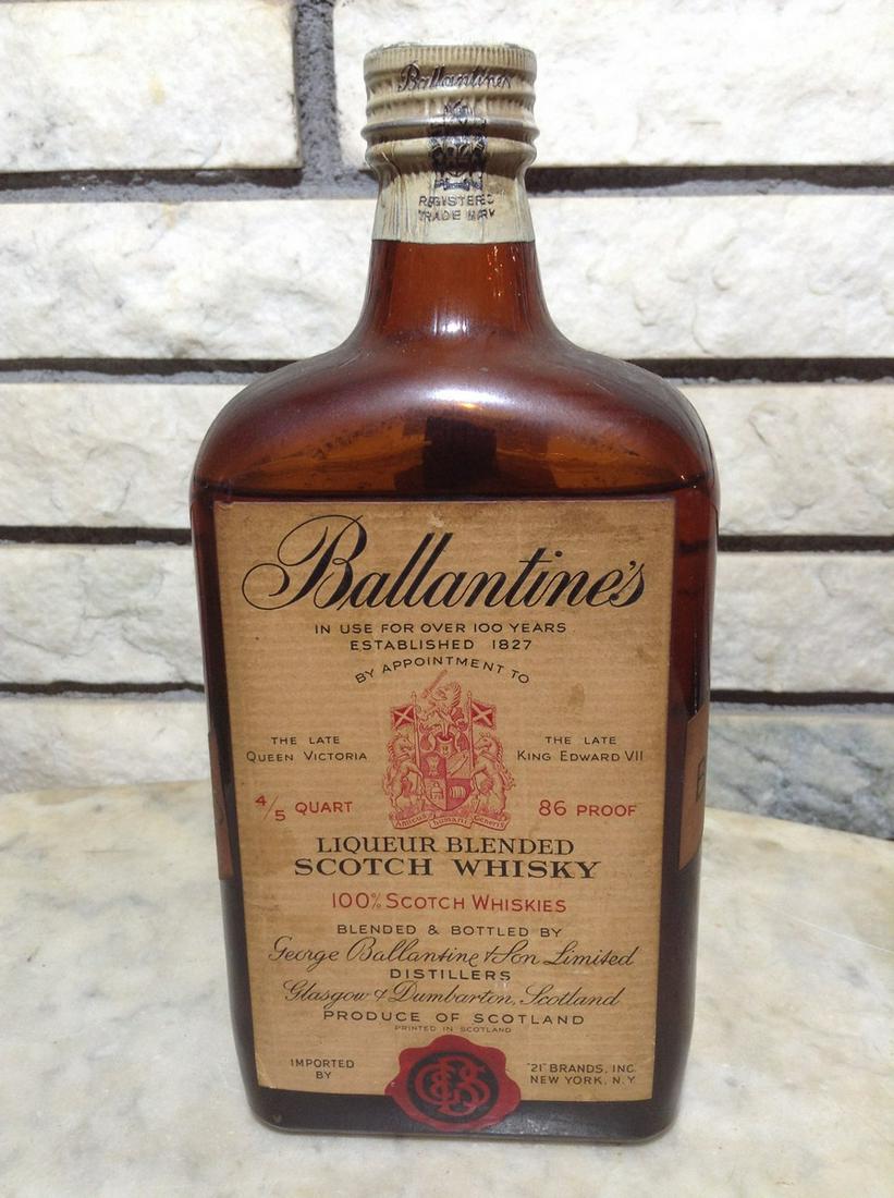 Sealed Ballantine's Scotch (Tax Stamp Taped to Back of: Any contents in bottle is Free; You are bidding on the bottle & unbroken tax stamp