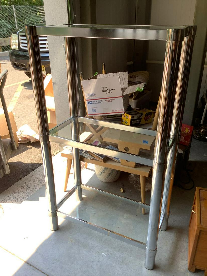 chrome and glass shelving unit 50x28x14: chrome and glass shelving unit 50x28x14