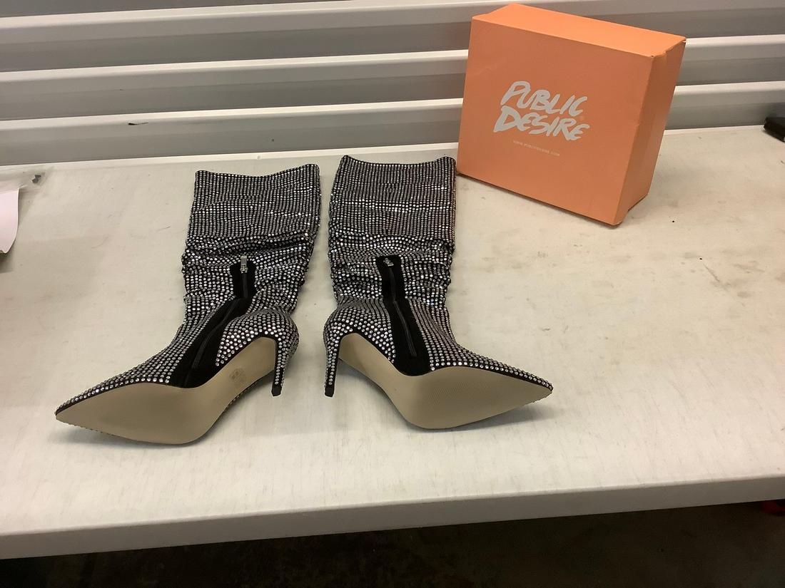 Public Desire Black Suede Knee High Boots (1 of 1)