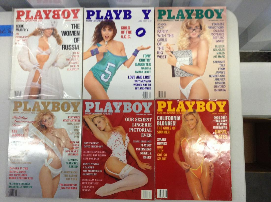 Lot of six 1990-91 Playboy magazines (1 of 1)