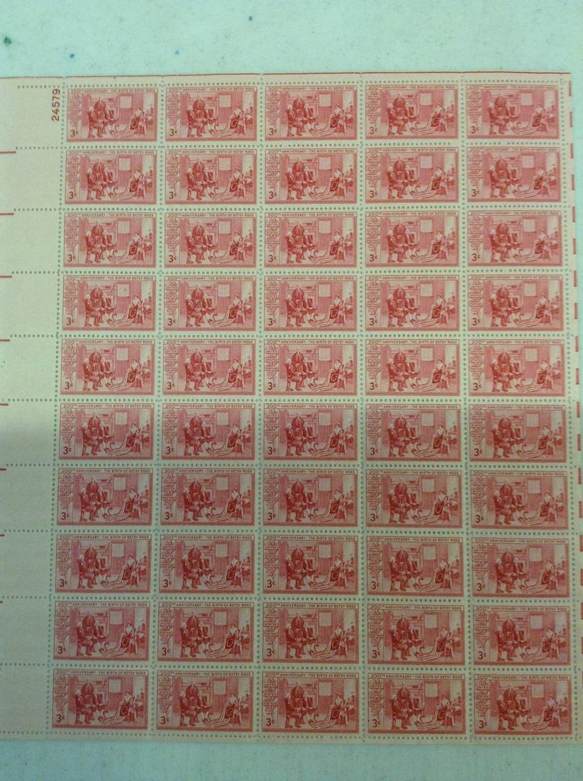 sheet of US stamps 200th anniversary the birth of betsy: sheet of US stamps 200th anniversary the birth of betsy ross